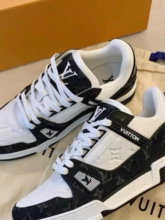 Louis Vuitton Black and White LV Trainer Sneakers